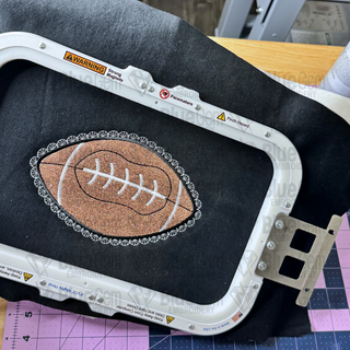 Lace Football Applique Embroidery Design – Faux Lace Design, Satin Stitch, 5 Sizes (Instant Download)