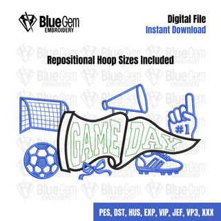 Game Day Soccer Pennant Flag Embroidery Design