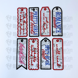 Set of 8 In-The-Hoop Bookmark Embroidery Design – Applique Bookmarks