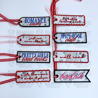 Set of 8 In-The-Hoop Bookmark Embroidery Design – Applique Bookmarks