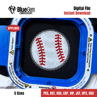 Lace Baseball Applique Embroidery Design
