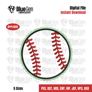 Lace Baseball Applique Embroidery Design
