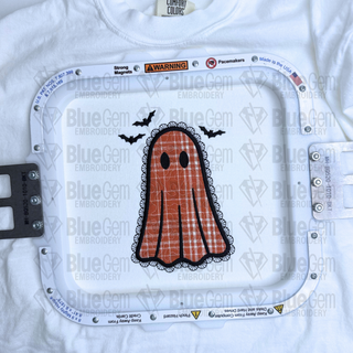 Faux Lace Applique Ghost Embroidery Design, Quilted Applique Ghost, Halloween Embroidery Design, 6 Sizes (Digital Download)