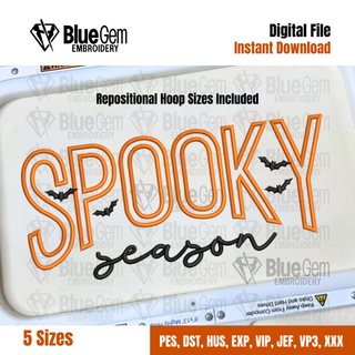 Spooky Season Embroidery Design: Halloween Embroidery Design, 5 Sizes, Split Sizes Included
