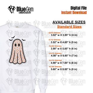Lace Ghost Applique Embroidery Design, Quilted Applique Ghost, Halloween Embroidery Design, 6 Sizes (Digital Download)