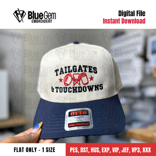 Tailgates and Touchdowns Hat Embroidery Design