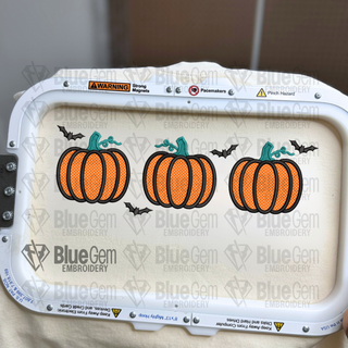 Halloween Applique Embroidery Design: Pumpkin & Bats Spooky Season Design, 5 Sizes, Split Sizes Included (Digital Download)