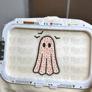 Lace Ghost Applique Embroidery Design, Quilted Applique Ghost, Halloween Embroidery Design, 6 Sizes (Digital Download)