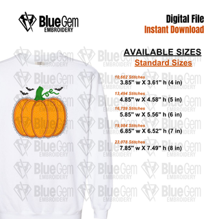 Faux Lace Applique Pumpkin Embroidery Design, Quilted Applique Pumpkin, Halloween Embroidery Design, 5 Sizes (Digital Download)