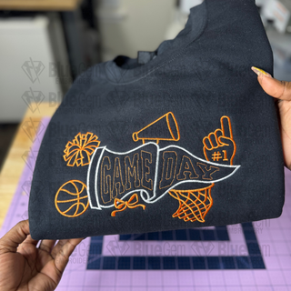 Game Day Basketball Pennant Flag Embroidery Design