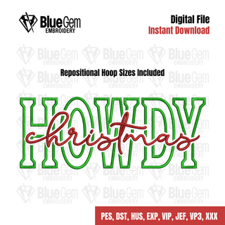 Howdy Christmas Embroidery Design - Cutout