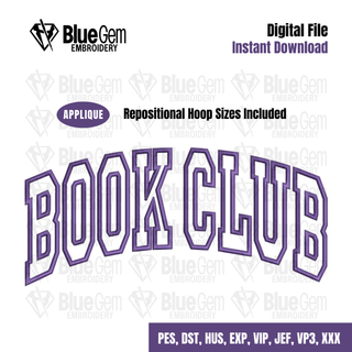 Book Club Applique Embroidery Design