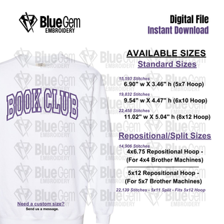Book Club Applique Embroidery Design
