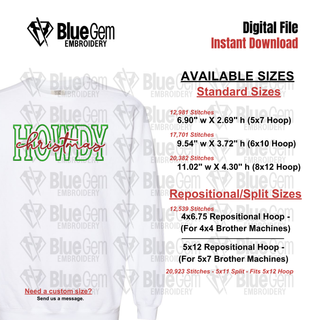 Howdy Christmas Embroidery Design - Cutout