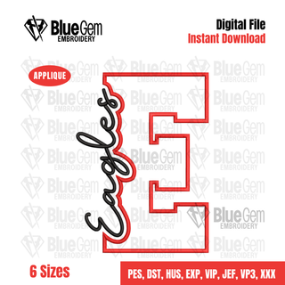 Eagles Cutout Embroidery Design - 6 Sizes Included (Left Chest and Center Chest)