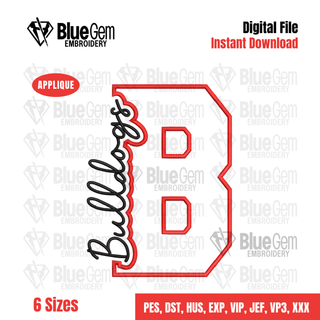 Bulldogs Cutout Embroidery Design - 6 Sizes Included (Left Chest and Center Chest)