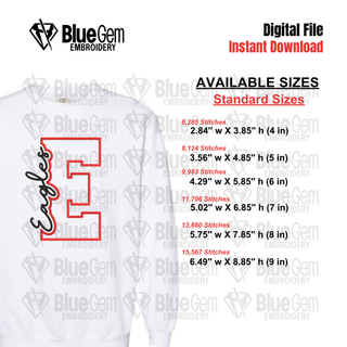 Eagles Cutout Embroidery Design - 6 Sizes Included (Left Chest and Center Chest)