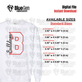 Bulldogs Cutout Embroidery Design - 6 Sizes Included (Left Chest and Center Chest)