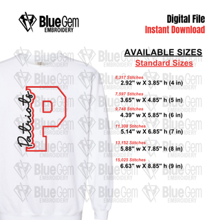 Patriots Cutout Embroidery Design - 6 Sizes Included (Left Chest and Center Chest)