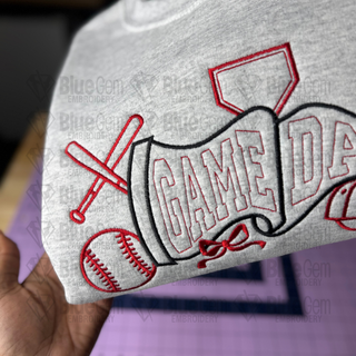 Game Day Baseball Pennant Flag Embroidery Design