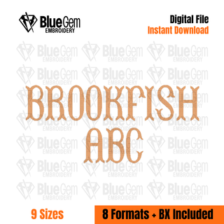 Brookfish Cross Stitch Embroidery Font - BX Format Included, 9 Sizes, Instant Download