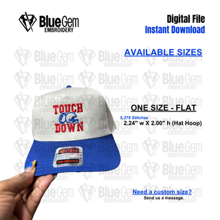 Touchdown Hat Embroidery Design
