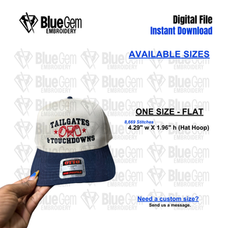 Tailgates and Touchdowns Hat Embroidery Design