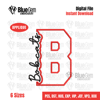 B - Bobcats Cutout Embroidery Design - 6 Sizes Included (Left Chest and Center Chest)