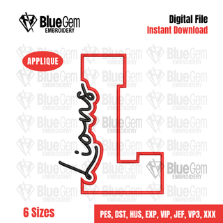 Lions Cutout Embroidery Design - 6 Sizes Included (Left Chest and Center Chest)