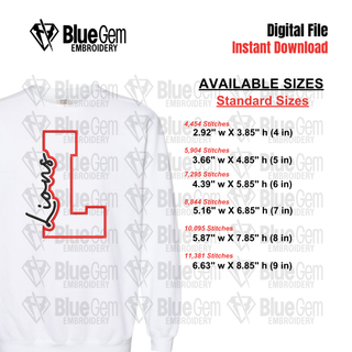 Lions Cutout Embroidery Design - 6 Sizes Included (Left Chest and Center Chest)