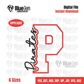 P - Pirates Cutout Embroidery Design - 6 Sizes Included (Left Chest and Center Chest)
