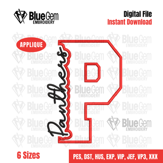 P - Panthers Cutout Embroidery Design - 6 Sizes Included (Left Chest and Center Chest)