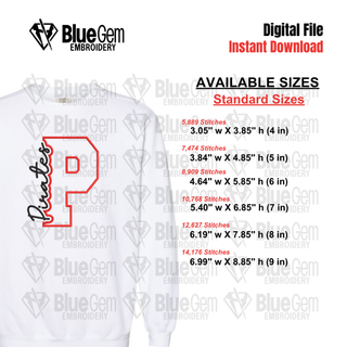 P - Pirates Cutout Embroidery Design - 6 Sizes Included (Left Chest and Center Chest)