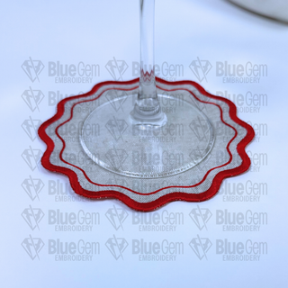 In-The-Hoop Cocktail Napkin Embroidery Design – Wavy Circle Coaster (SVG Cut File Included)