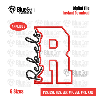 R - Rebels Cutout Embroidery Design - 6 Sizes Included (Left Chest and Center Chest)