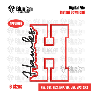 H - Hawks Cutout Embroidery Design - 6 Sizes Included (Left Chest and Center Chest)