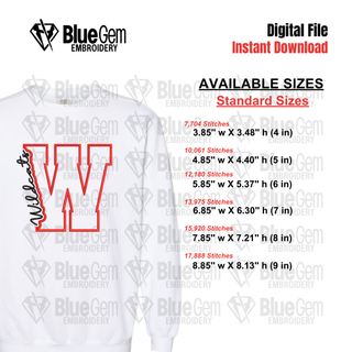 W - WILDCATS Cutout Embroidery Design - 6 Sizes Included (Left Chest and Center Chest)