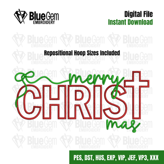 Merry Christmas Embroidery Design - Christ Mas