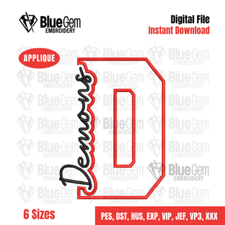 D - Demons Cutout Embroidery Design - 6 Sizes Included (Left Chest and Center Chest)