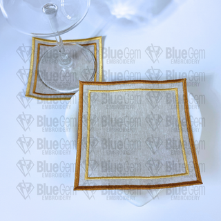 In-The-Hoop Cocktail Napkin Embroidery Design – Double Square Coaster (SVG Cut File Included)