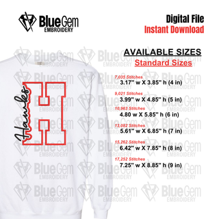 H - Hawks Cutout Embroidery Design - 6 Sizes Included (Left Chest and Center Chest)