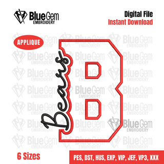 B - Bears Cutout Embroidery Design - 6 Sizes Included (Left Chest and Center Chest)