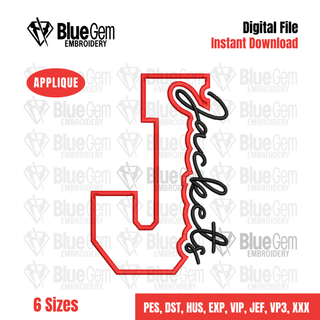 J - Jackets Cutout Embroidery Design - 6 Sizes Included (Left Chest and Center Chest)