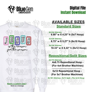 Jesus is the Reason for the Season Embroidery Design - Curly Frames