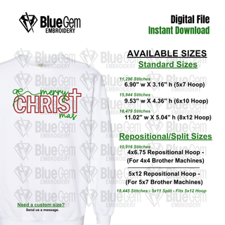 Merry Christmas Embroidery Design - Christ Mas