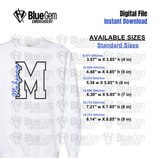 M - Mahjong Cutout Embroidery Design - 6 Sizes Included (Left Chest and Center Chest)