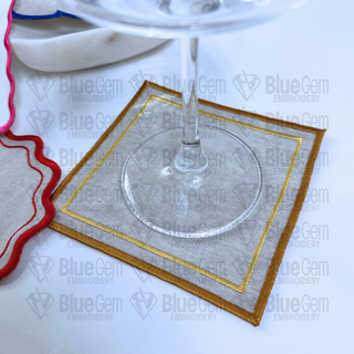 In-The-Hoop Cocktail Napkin Embroidery Design – Double Square Coaster (SVG Cut File Included)