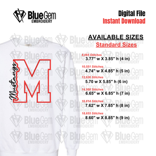 M - Mustangs Cutout Embroidery Design - 6 Sizes Included (Left Chest and Center Chest)