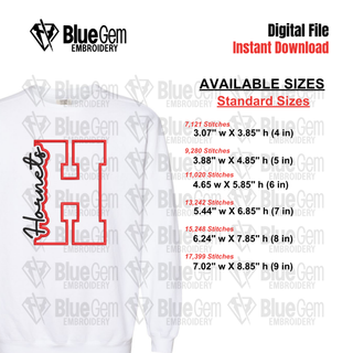 H - Hornets Cutout Embroidery Design - 6 Sizes Included (Left Chest and Center Chest)