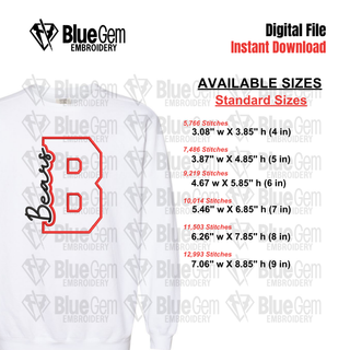 B - Bears Cutout Embroidery Design - 6 Sizes Included (Left Chest and Center Chest)